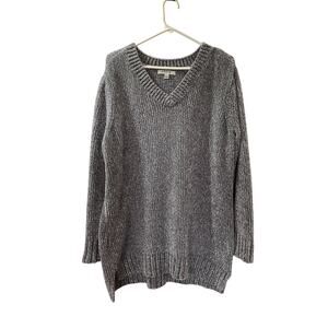 Orvis Women's Chunky Knit V Neck Chenille Pullover Sweater‎ Winter Gray Size XXL